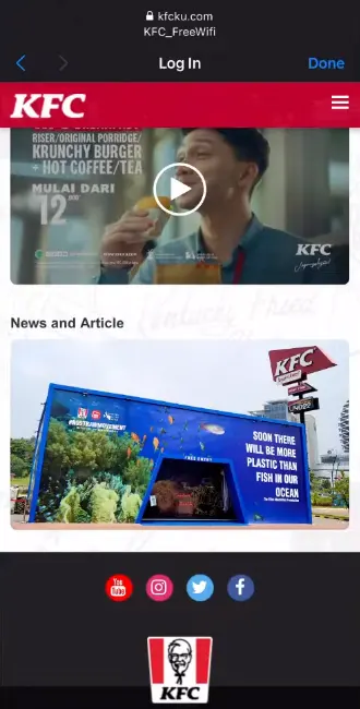 Berhasil Terhubung ke Wifi KFC Simpang Lima Banda Aceh